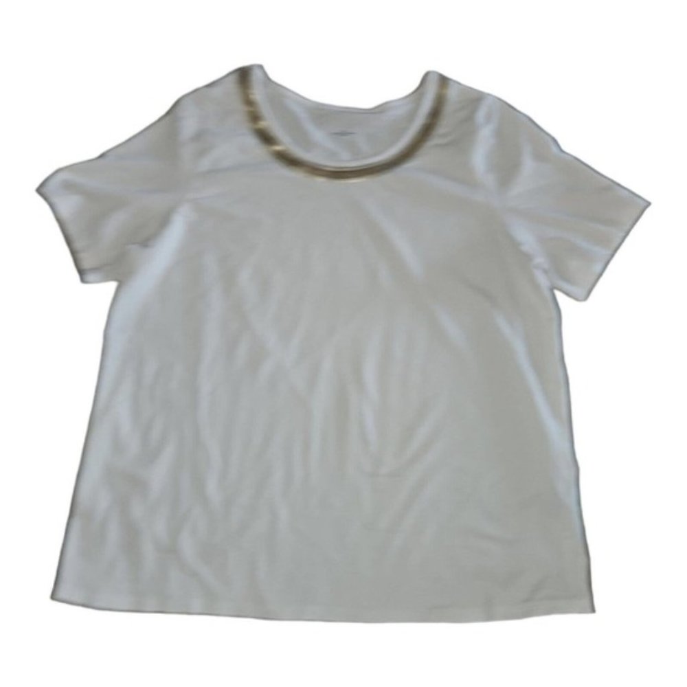 Catherines Women's Top 0X 14/16W Scoop Neck Short Sleeve White